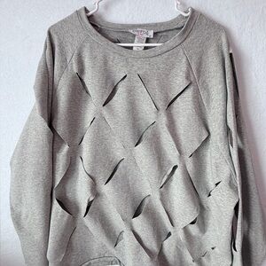 SWANK A POSH Heather Gray Cut-Out Crew Neck Sweater Size 2XL